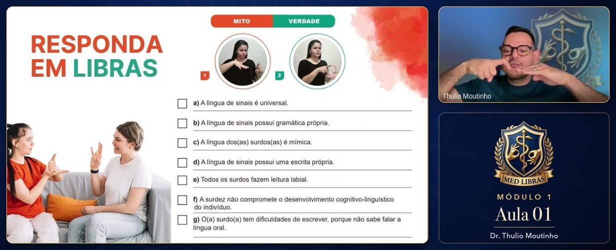 Aula 01 — atividade Responda em Libras, mito ou verdade sobre a língua de sinais